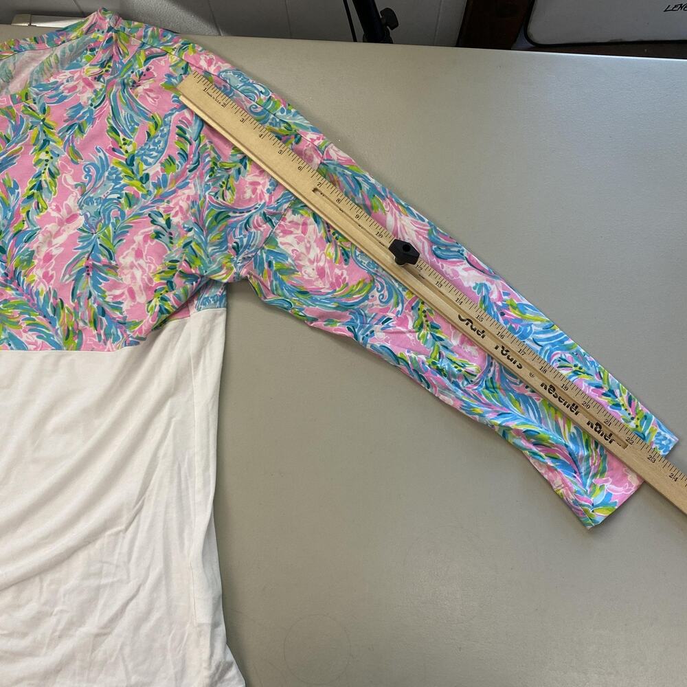 Lilly Pulitzer Finn Top Womens XXL White Pink Floral Unicorn of the Sea Long 1X - Picture 6 of 12